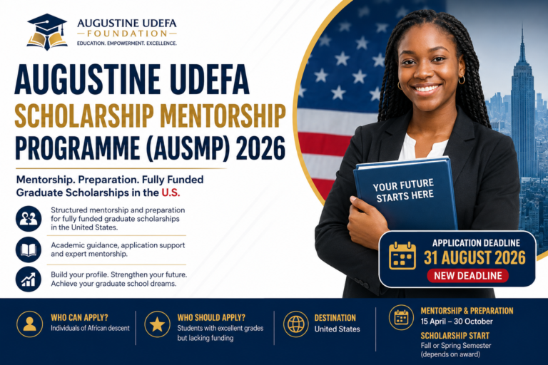 Augustine Udefa Scholarship Mentorship Programme (AUSMP) 2026 | Fully Funded U.S. Graduate Scholarship