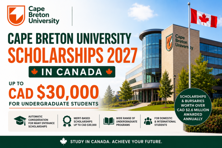 Cape Breton University Scholarships 2027 in Canada (Up to CAD $30,000)