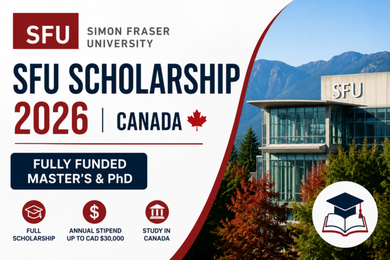Simon Fraser University (SFU) Scholarship 2026 in Canada (Fully Funded Master’s & PhD)