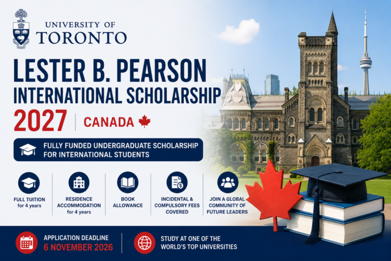 University of Toronto Lester B. Pearson International Scholarship 2027 in Canada (Fully Funded)