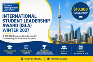 Study in Canada: Metropolitan University International Student Leadership Award (ISLA) Winter 2027