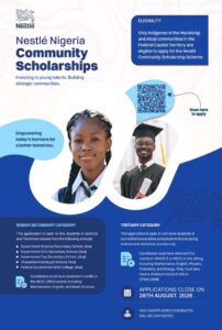 Nestlé Nigeria Community Scholarships 2026:Fully Funded