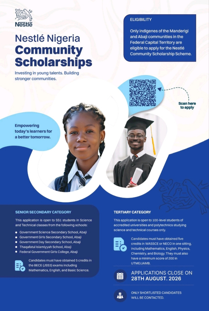Nestlé Nigeria Community Scholarships 2026:Fully Funded