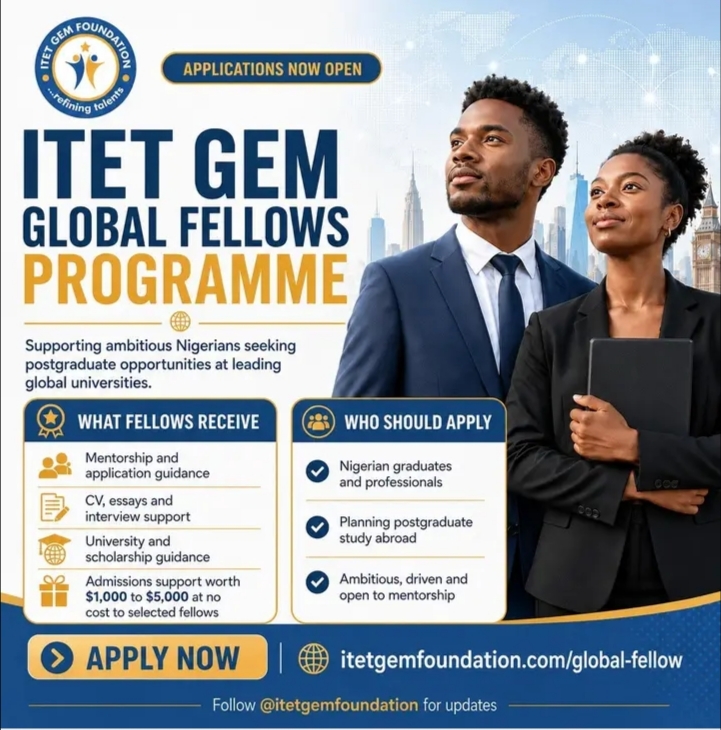 ITET GEM Global Fellows Programme: $1,000–$5,000 Admissions Support for Nigerians