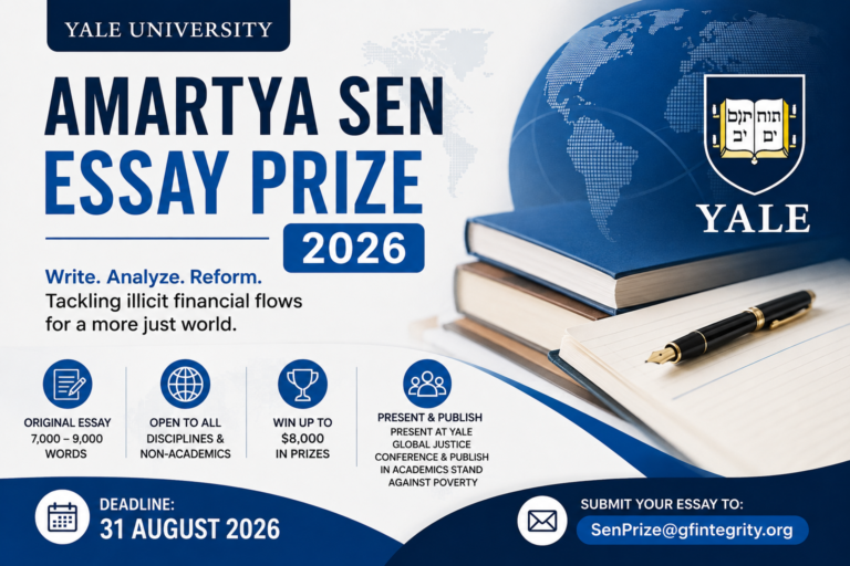 Yale University Amartya Sen Essay Prize 2026: Win Up to $8,000 for an Original Essay