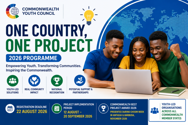 Commonwealth Youth Council One Country One Project 2026: Recognition and Funding Opportunities for Youth-Led Community Projects