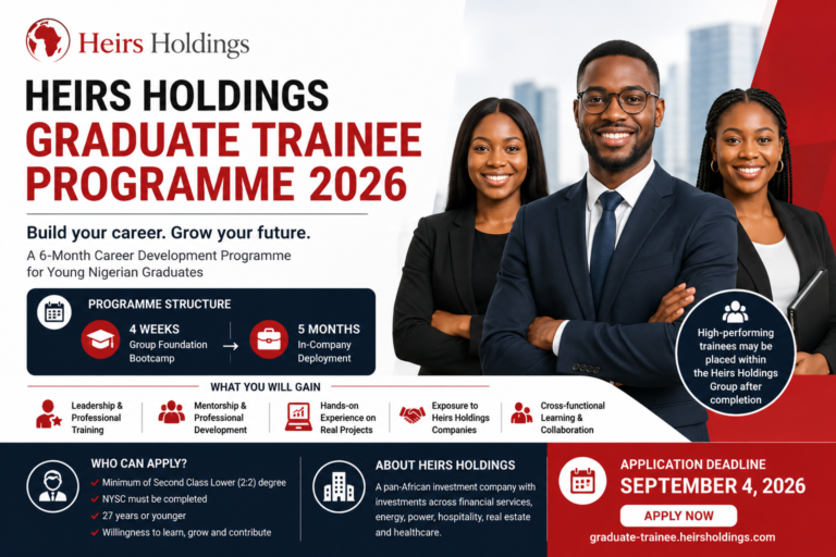 Heirs Holdings Graduate Trainee Programme 2026: 6-Month Career Opportunity for Nigerian Graduates