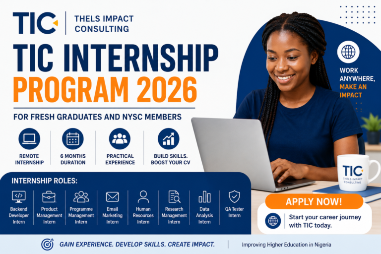 TIC Internship Program 2026: Remote Internship for Fresh Graduates and NYSC Members