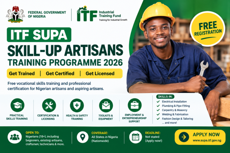 Federal Government ITF SUPA Training Programme 2026: Free Vocational Skills