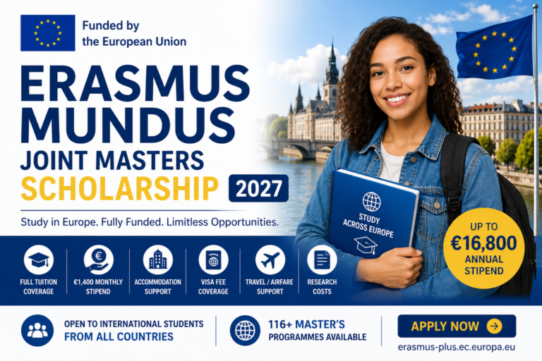 Erasmus Mundus Joint Masters Scholarship 2027: Fully Funded Master’s Scholarship