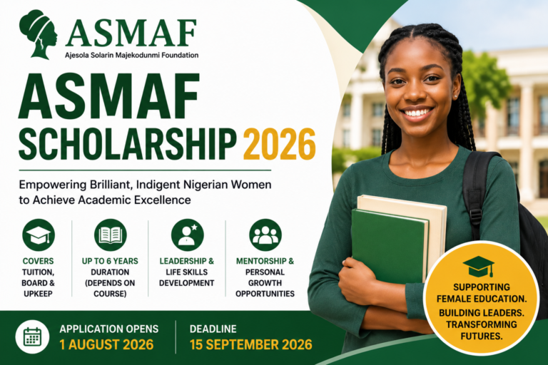 ASMAF (Ajesola Solarin) Scholarship 2026: Nigerian Female Undergraduates