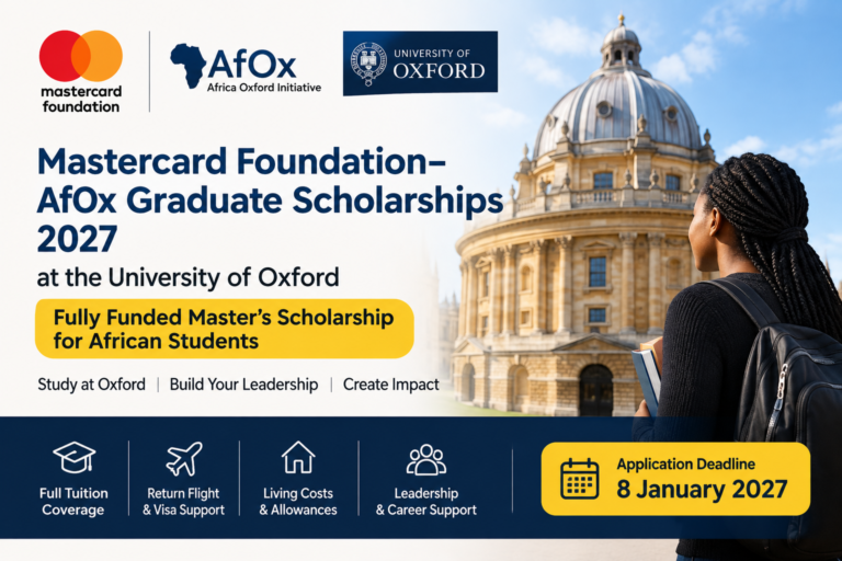 Mastercard Foundation AfOx Graduate Scholarships 2027 at the University of Oxford: Fully Funded