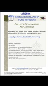 MUSLIM FUNDED SCHOLARSHIP FOR NIGERIA STUDENTS