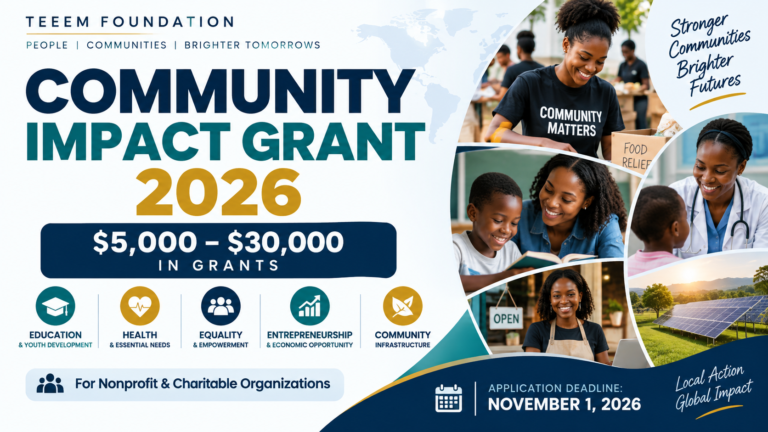 TEEEM Foundation Community Impact Grant Program 2026: Apply for Grants of up to $30,000