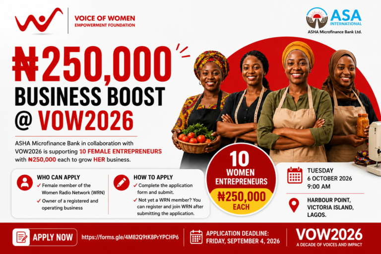 ₦250,000 Business Boost for 10 Women Entrepreneurs at VOW2026