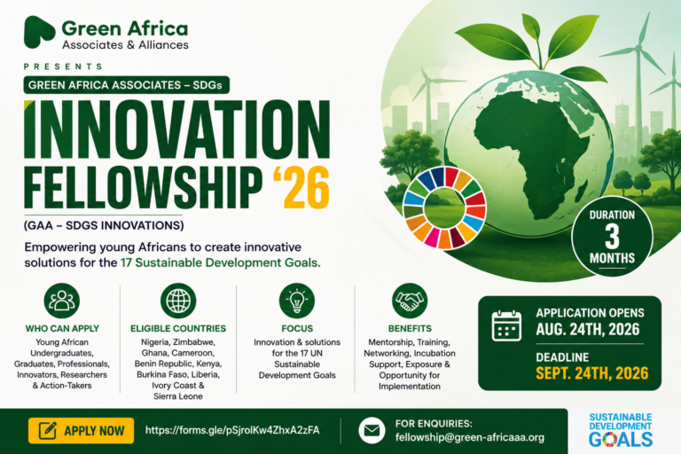 Green Africa Associates SDGs Innovation Fellowship 2026: Apply for the 3-Month Fellowship