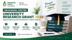 Grooming Centre University Research Grant 2026: for Nigerian Undergraduate and Postgraduate Students