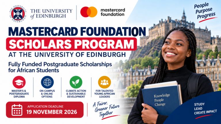 Mastercard Foundation Scholars Program at the University of Edinburgh: Fully Funded Scholarships for African Students
