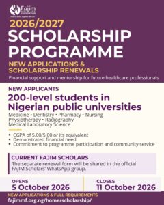 FAJIM Medicare Foundation Scholarship for Nigerian Public University Students
