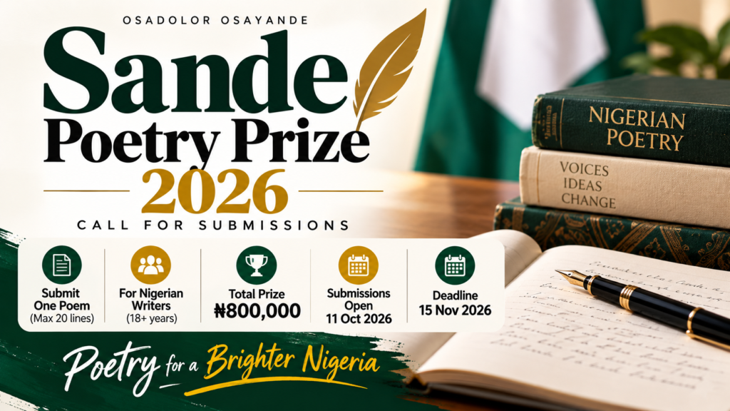 Sande Poetry Prize 2026 – ₦800,000 Literary Award for Nigerian Poets
